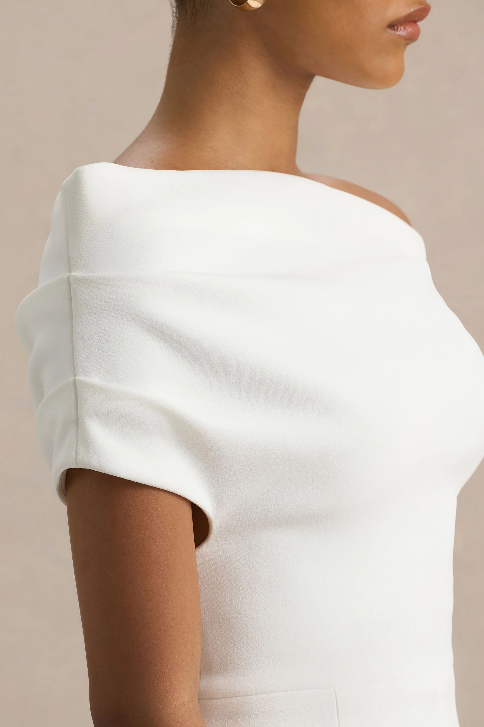 Alexandra | Witte Asymmetrische Drapeerend Jumpsuit - Image 8