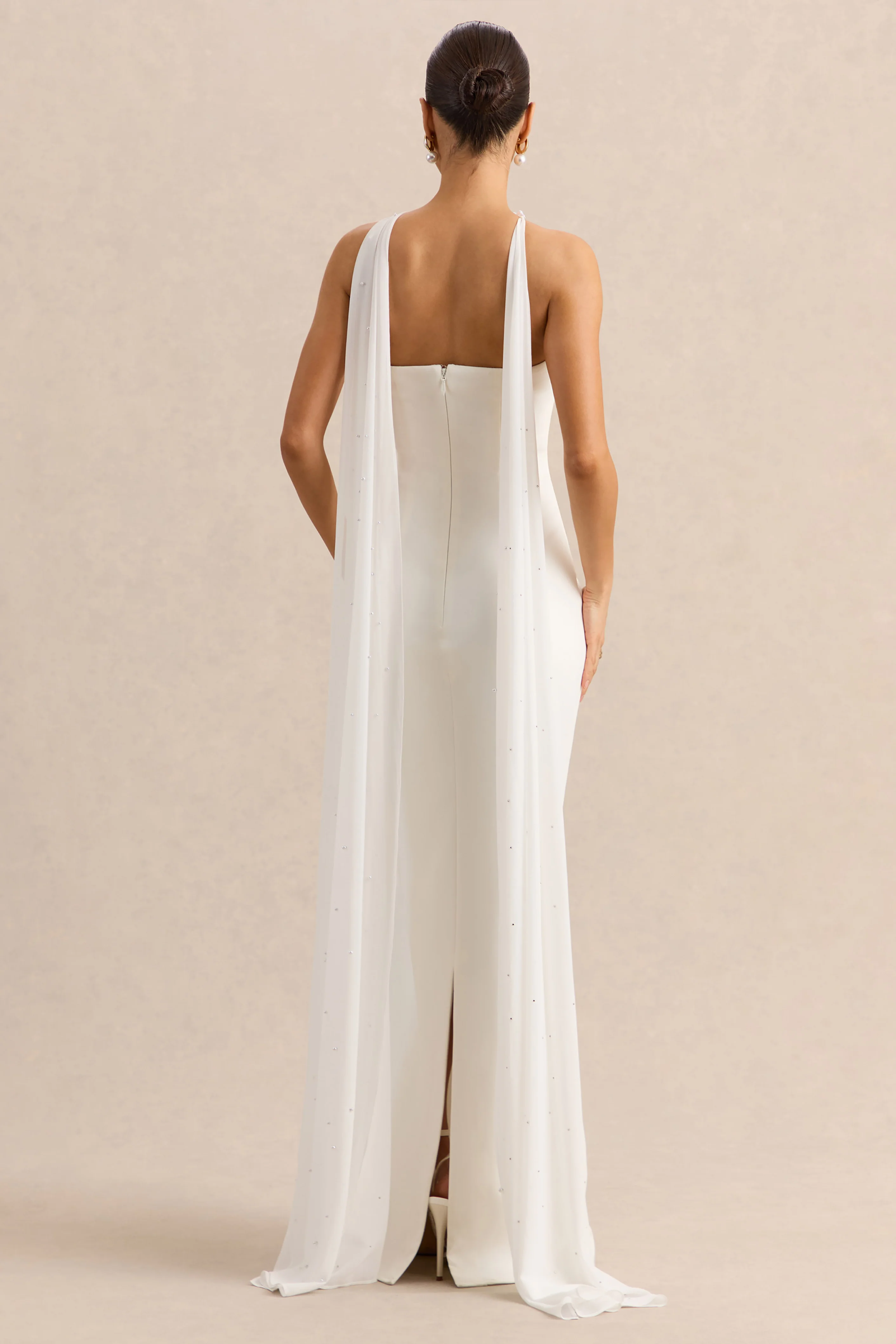 Alina | Witte Bandeau Maxi-Jurk Met Cape - Image 2