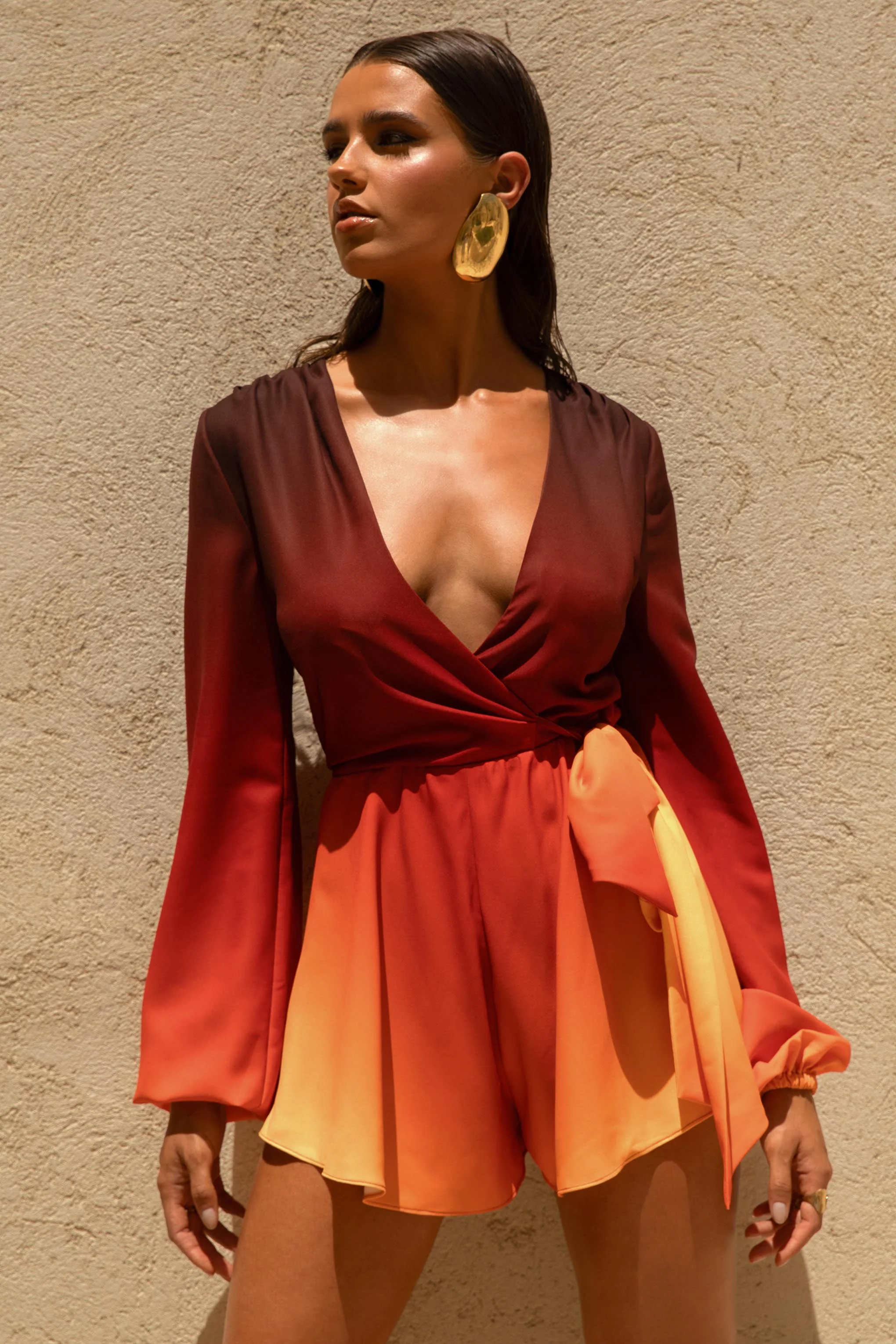 Boss | Ombre Playsuit Met Diepe V-Halslijn En Strik Detail - Image 6