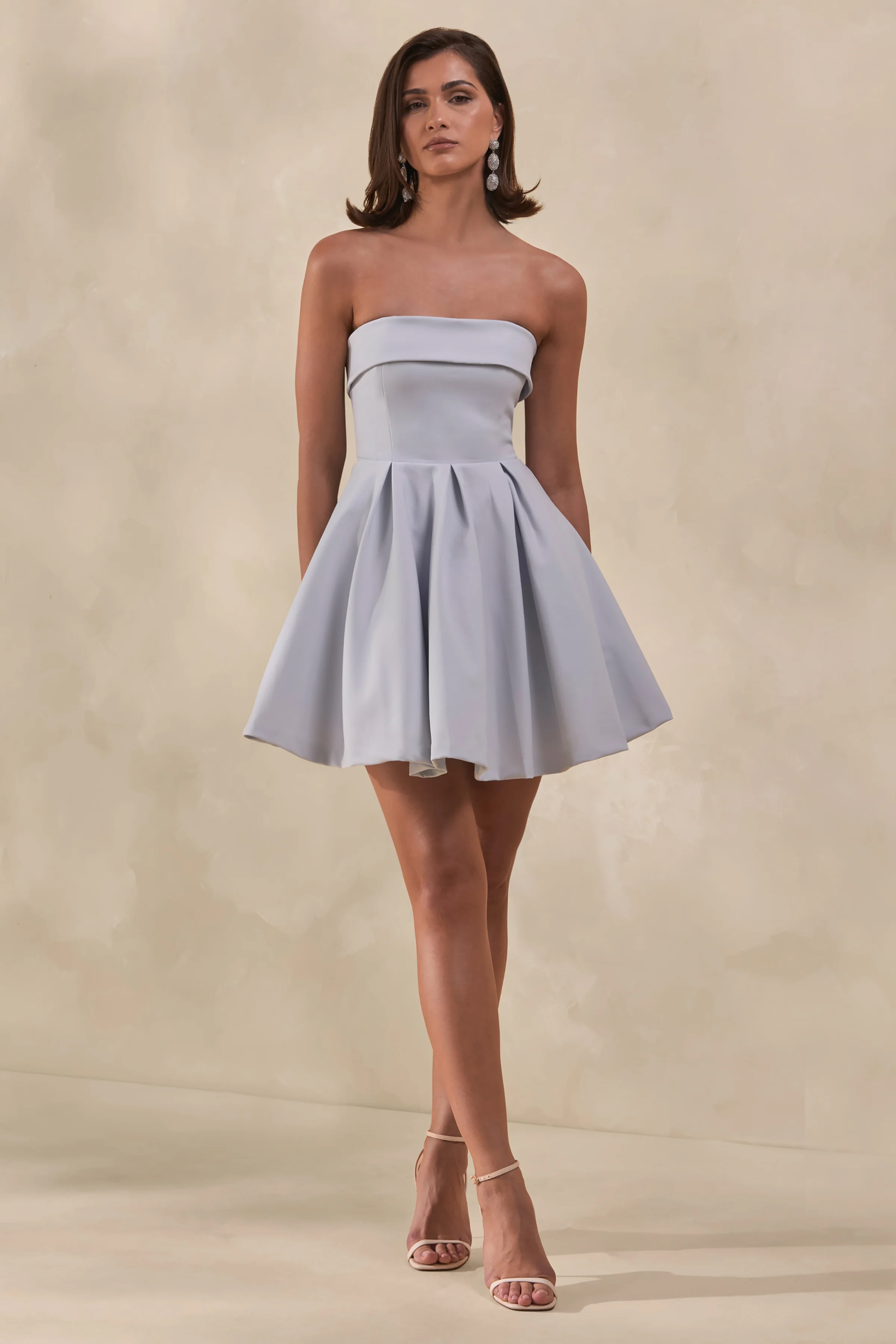 Bruna | Poederblauwe Bandeau Skater Mini Jurk - Image 4