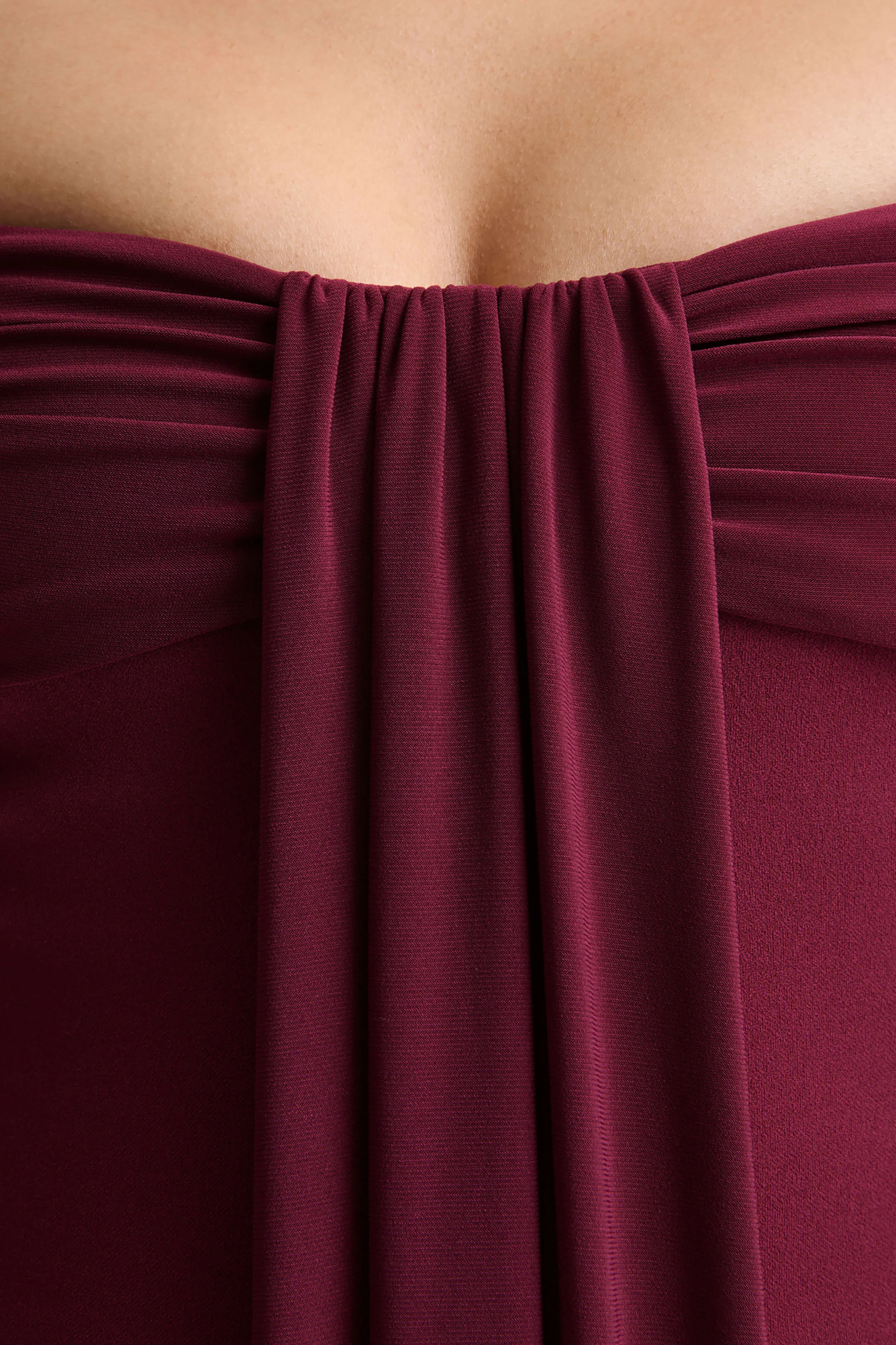 Dearest | Bordeaux Bardot Hals Midi Jurk - Image 6
