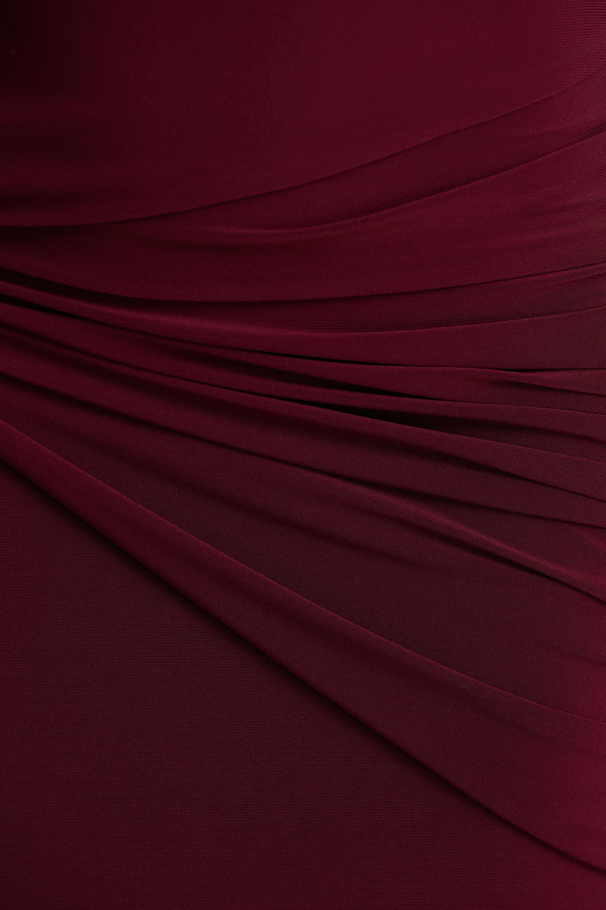 Decadence | Bordeaux Overslag Maxi Jurk Met Hoge Hals En Gedraaide Mouw - Image 6
