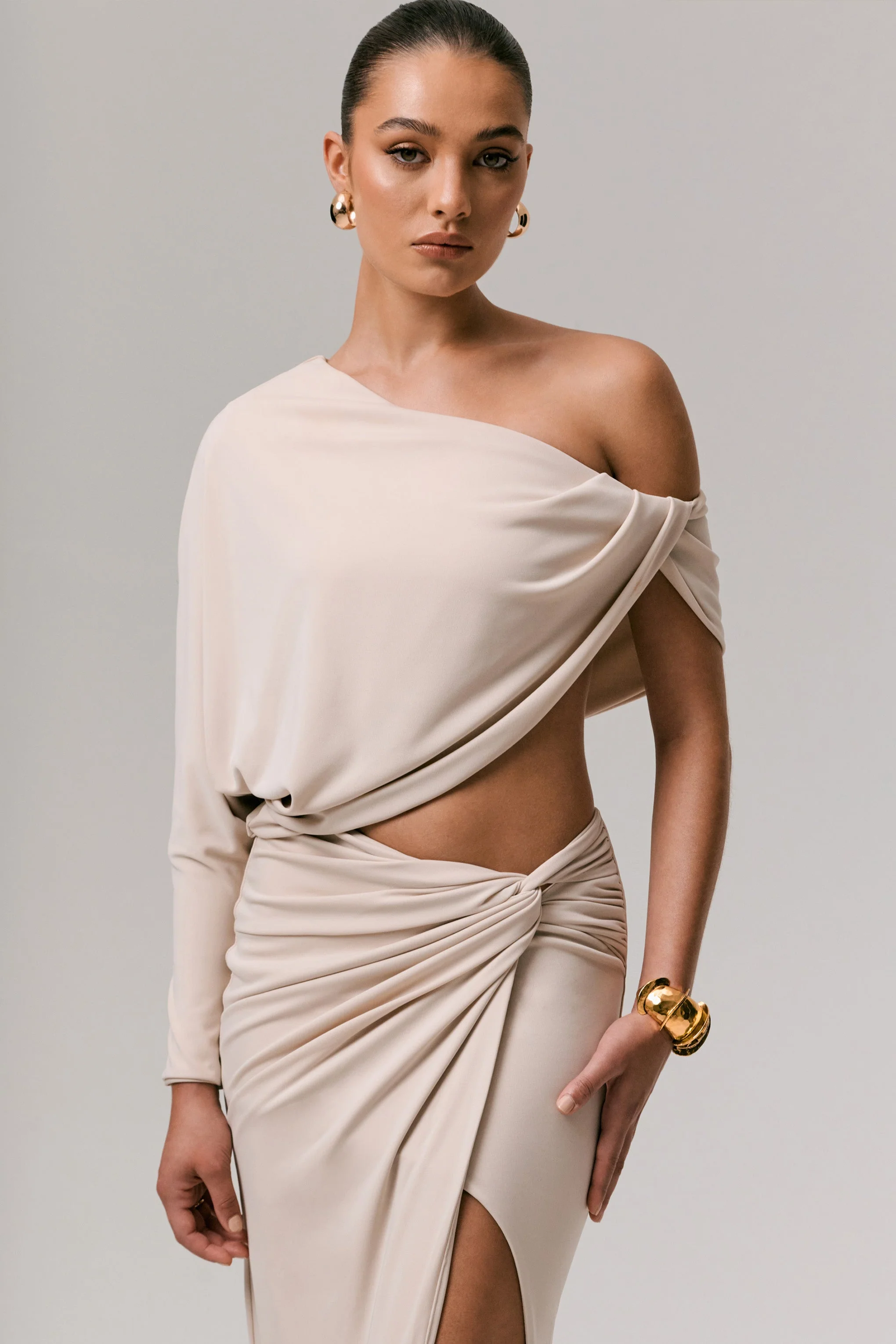 Dua | Stone Asymmetrische Draperend Top Met Eén Mouw - Image 4