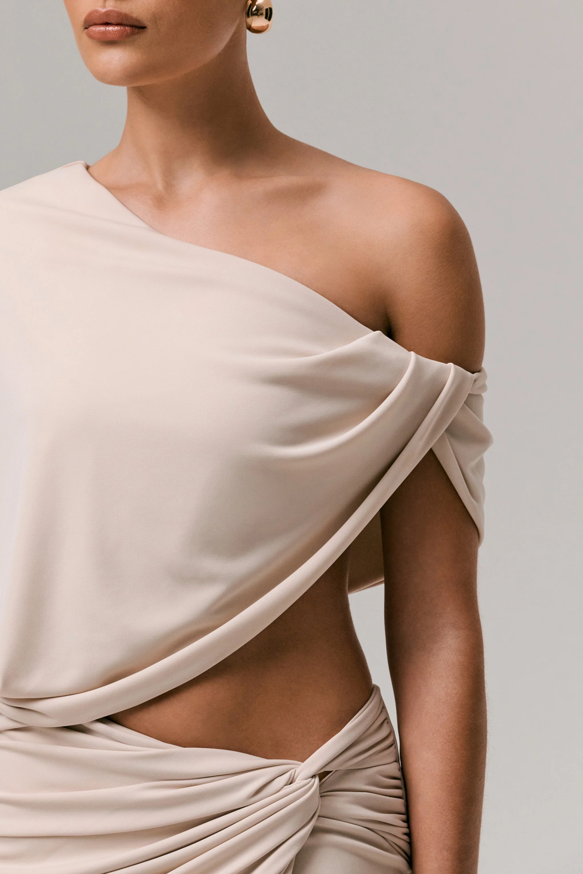 Dua | Stone Asymmetrische Draperend Top Met Eén Mouw - Image 5
