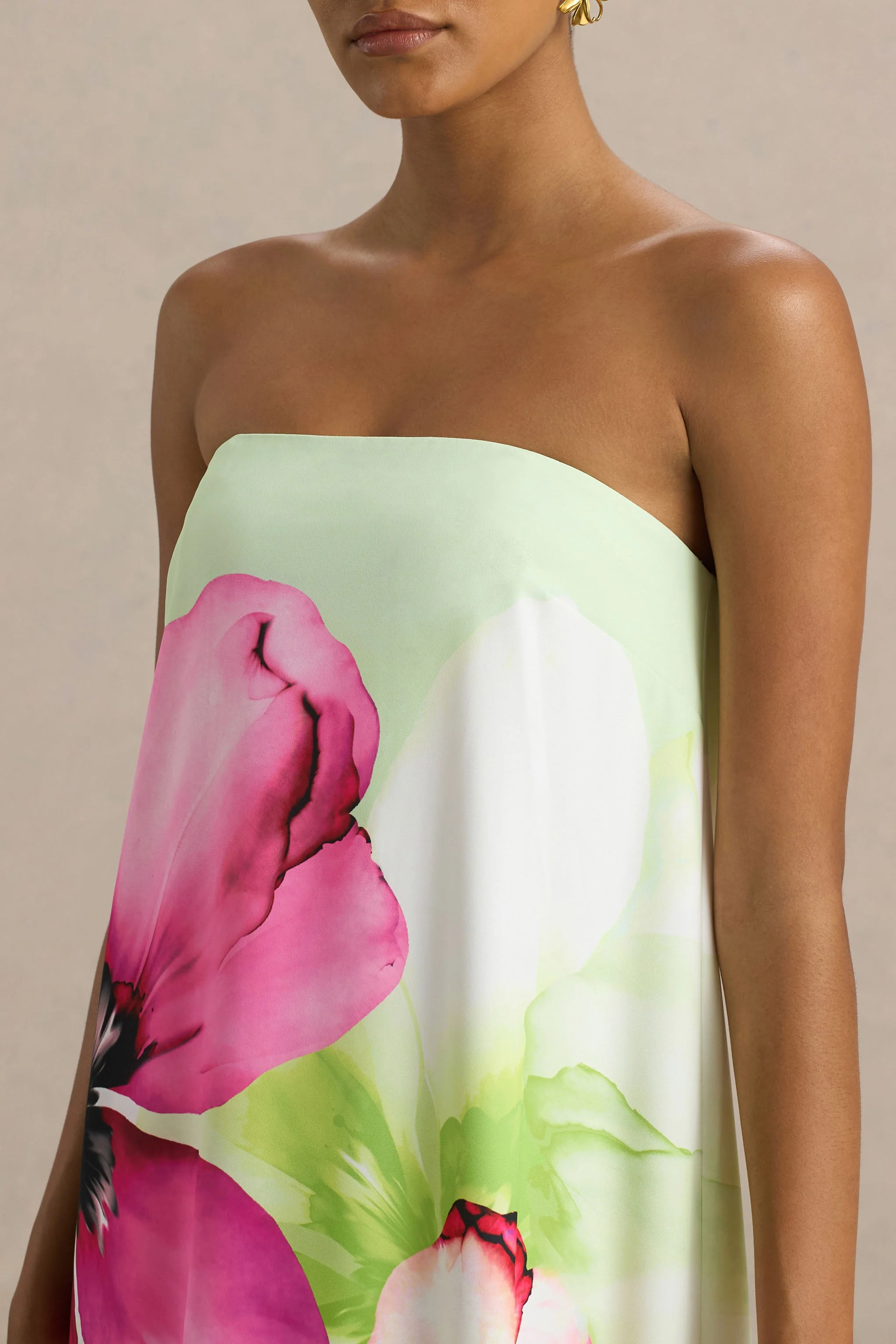 Ellery | Limoengroene Bloemen Print Bandeau Maxi Jurk - Image 5