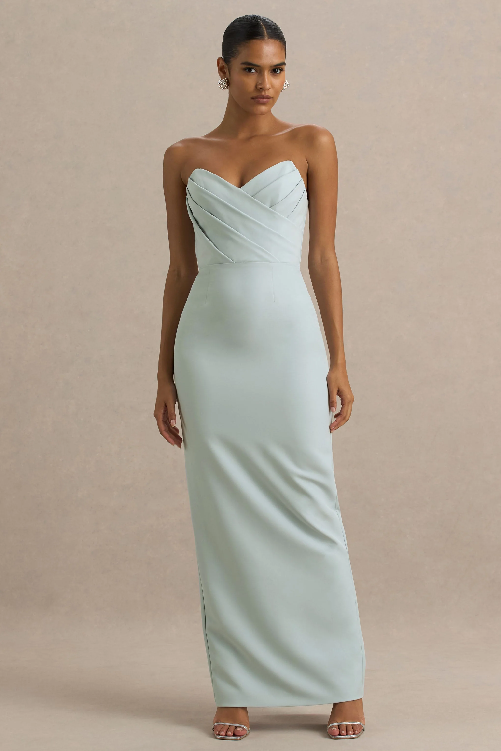 Fierce | Lichtblauwe Asymmetrische Gerimpeld Maxi Jurk - Image 3