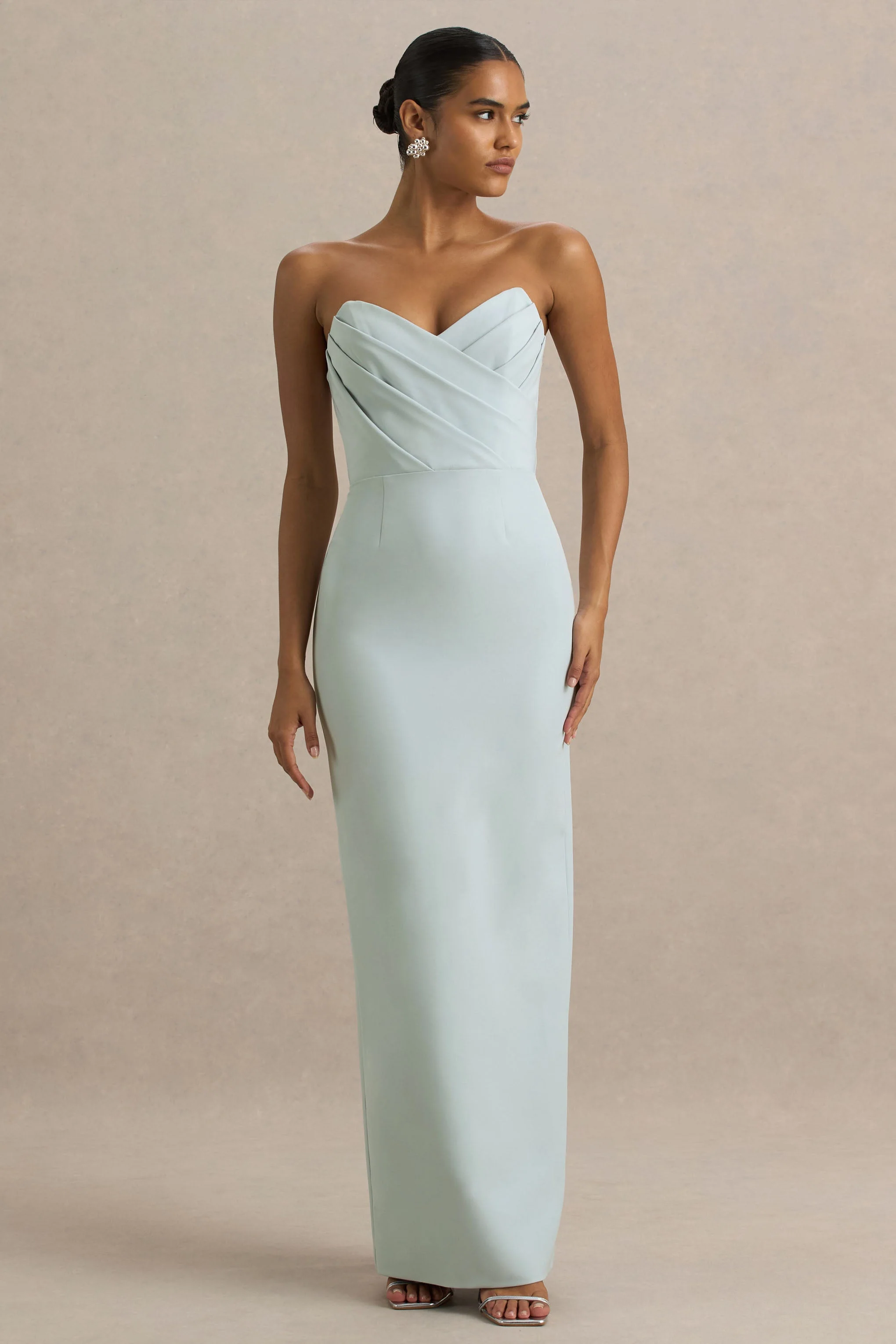 Fierce | Lichtblauwe Asymmetrische Gerimpeld Maxi Jurk - Image 4
