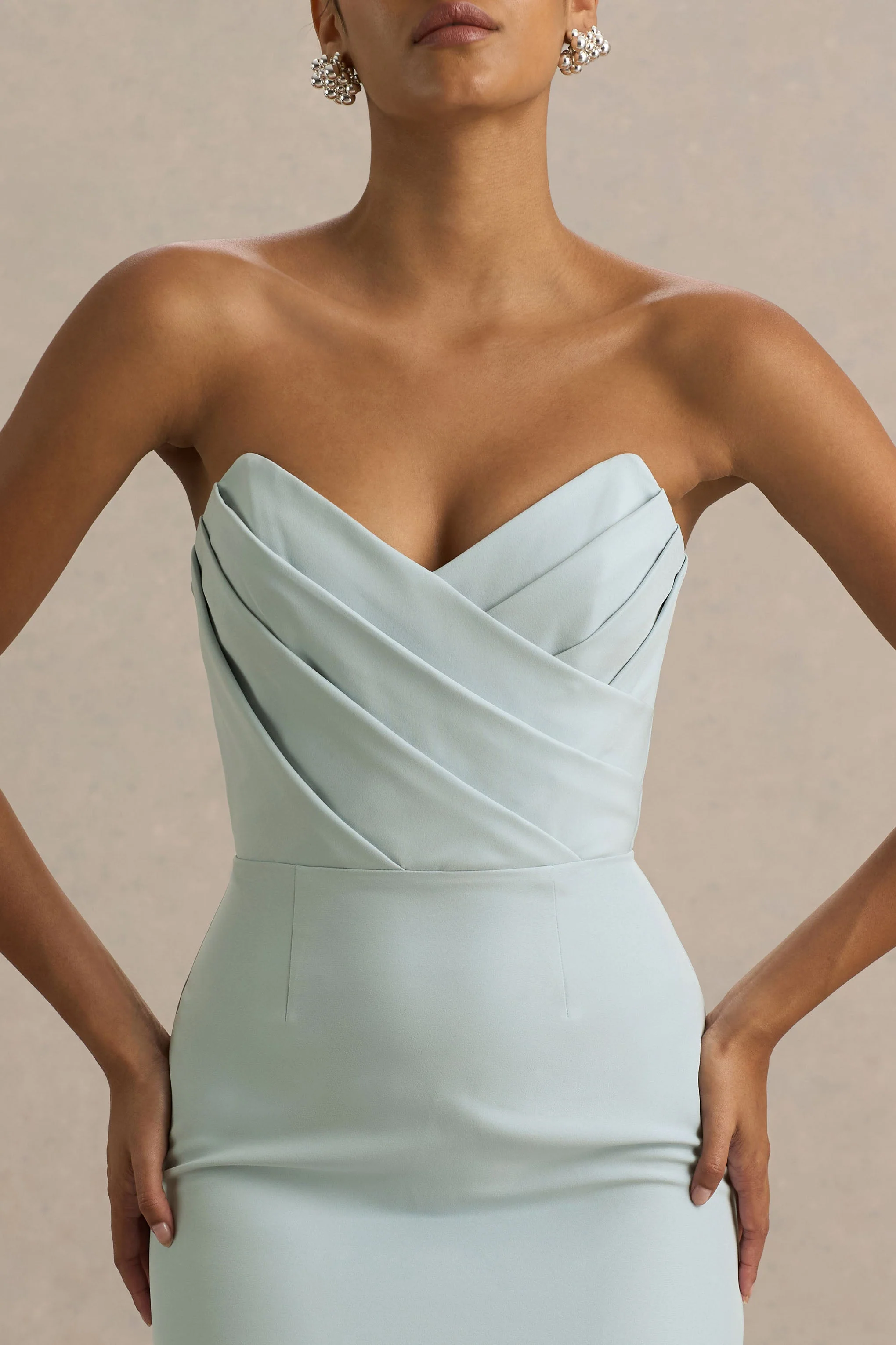 Fierce | Lichtblauwe Asymmetrische Gerimpeld Maxi Jurk - Image 5