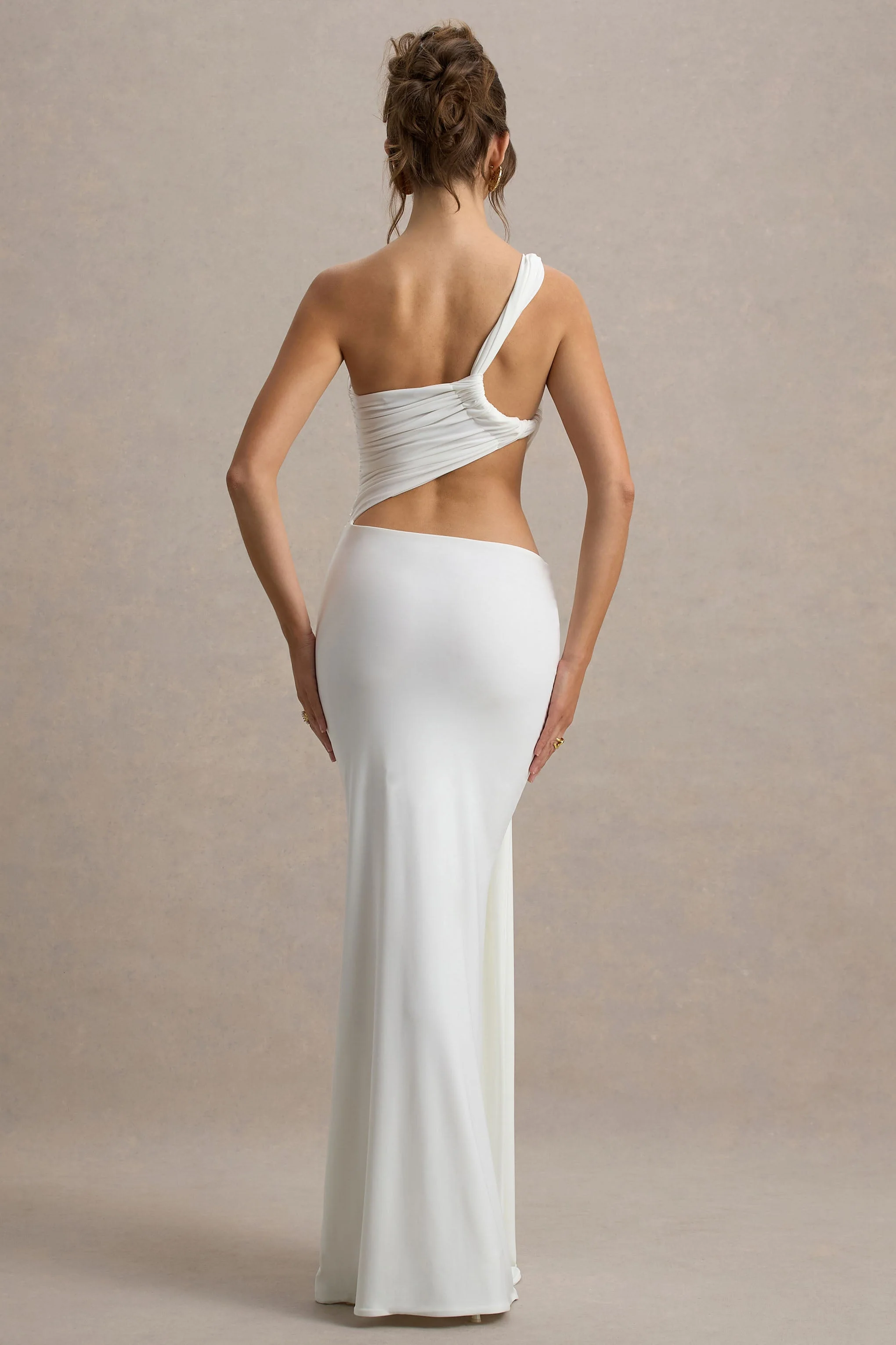 Giovanna | Witte Asymmetrische Maxi Jurk Met Overslagrok - Image 2
