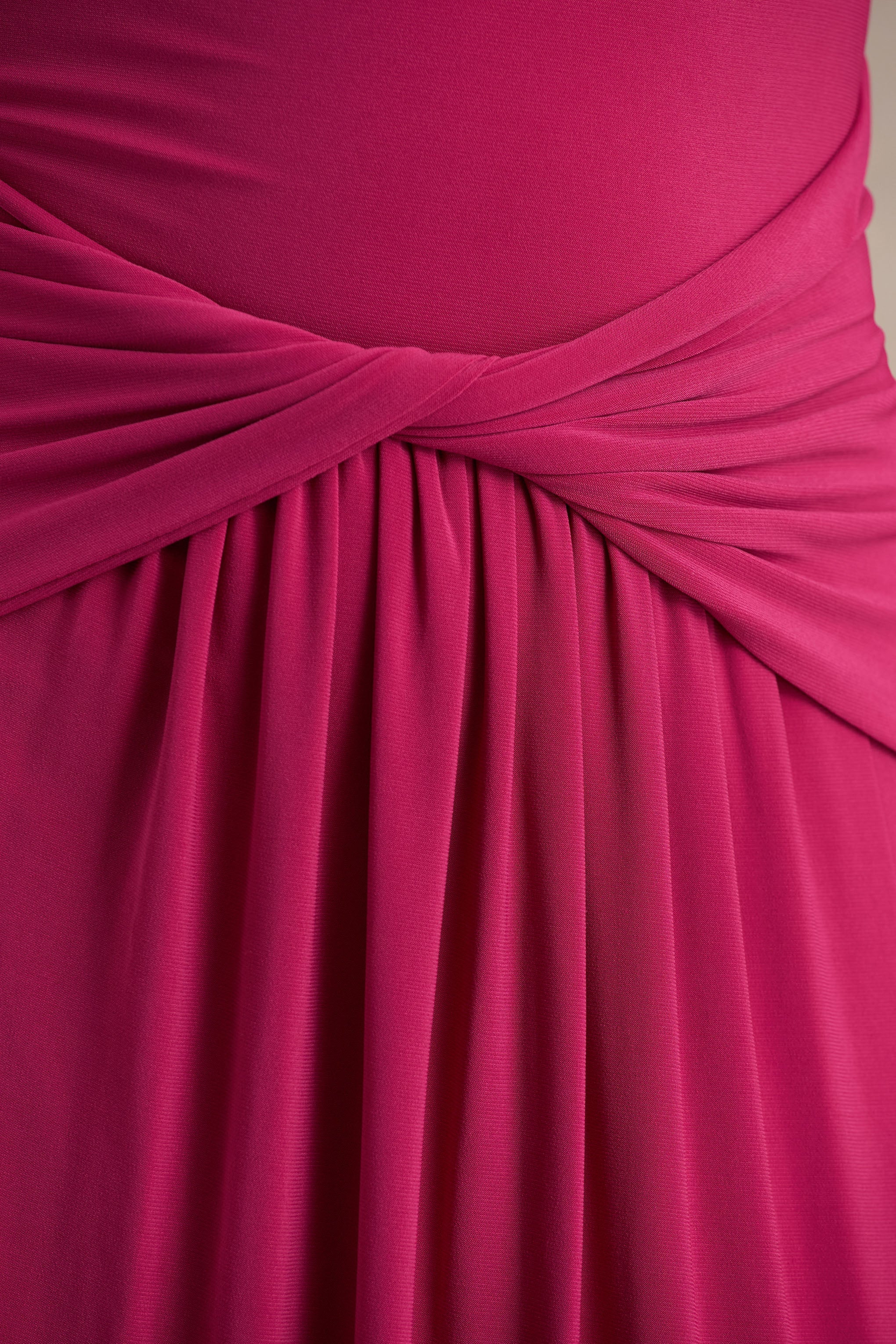 Hourglass | Felroze Gedraaide Maxi Jurk Met Lang Mouwen En Split - Image 6