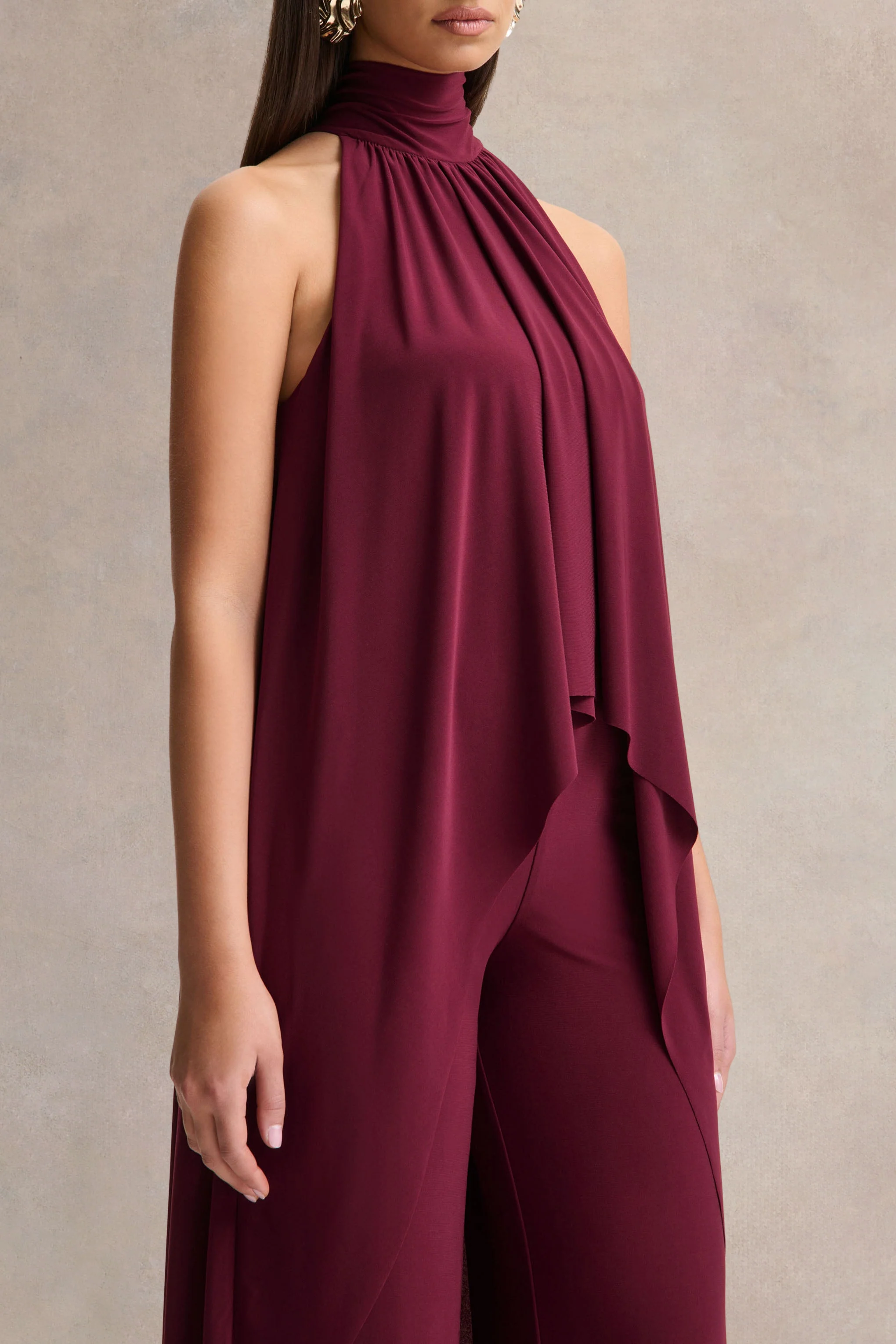 Jadzia | Bordeaux Hoge Hals Jumpsuit - Image 3
