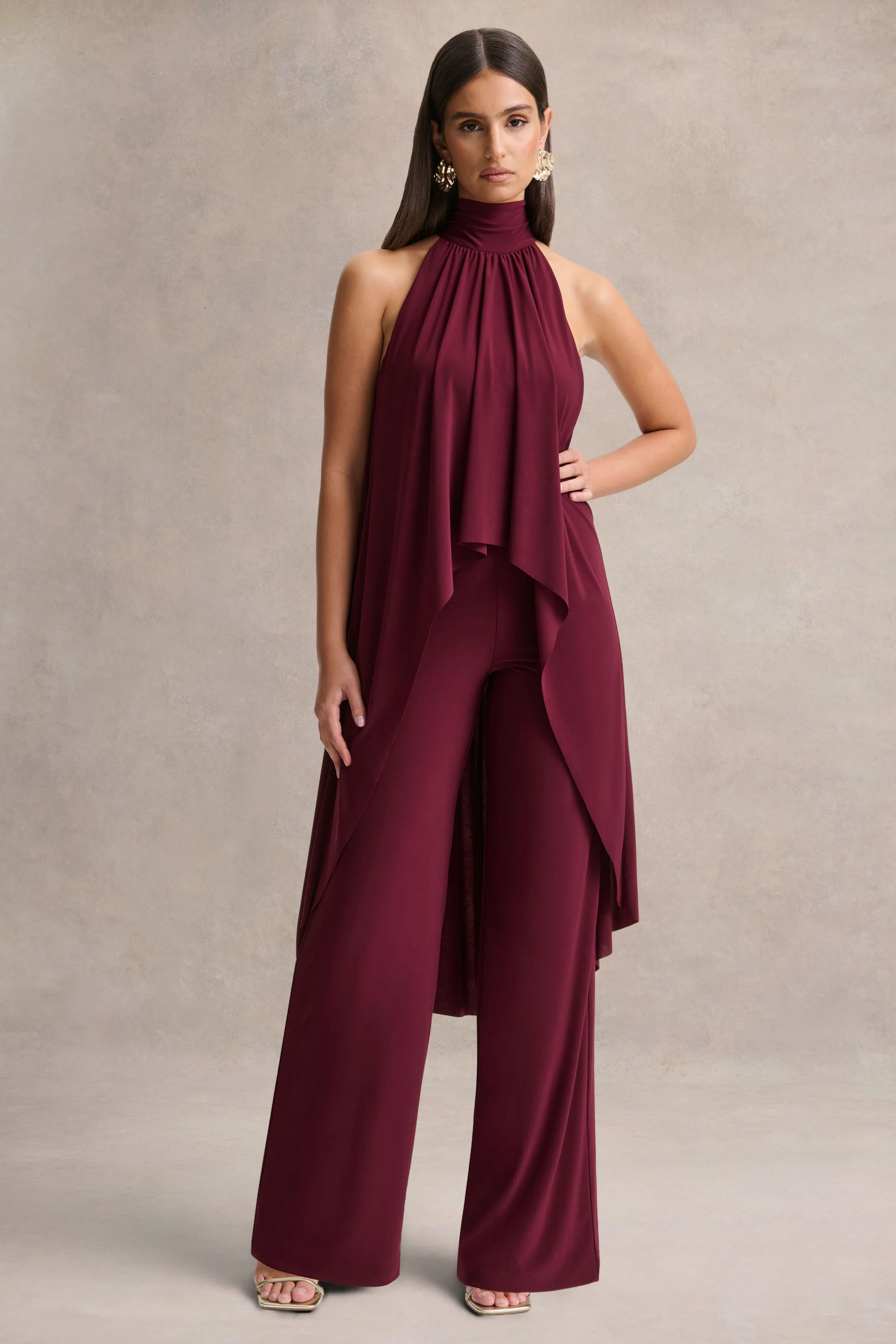 Jadzia | Bordeaux Hoge Hals Jumpsuit - Image 4