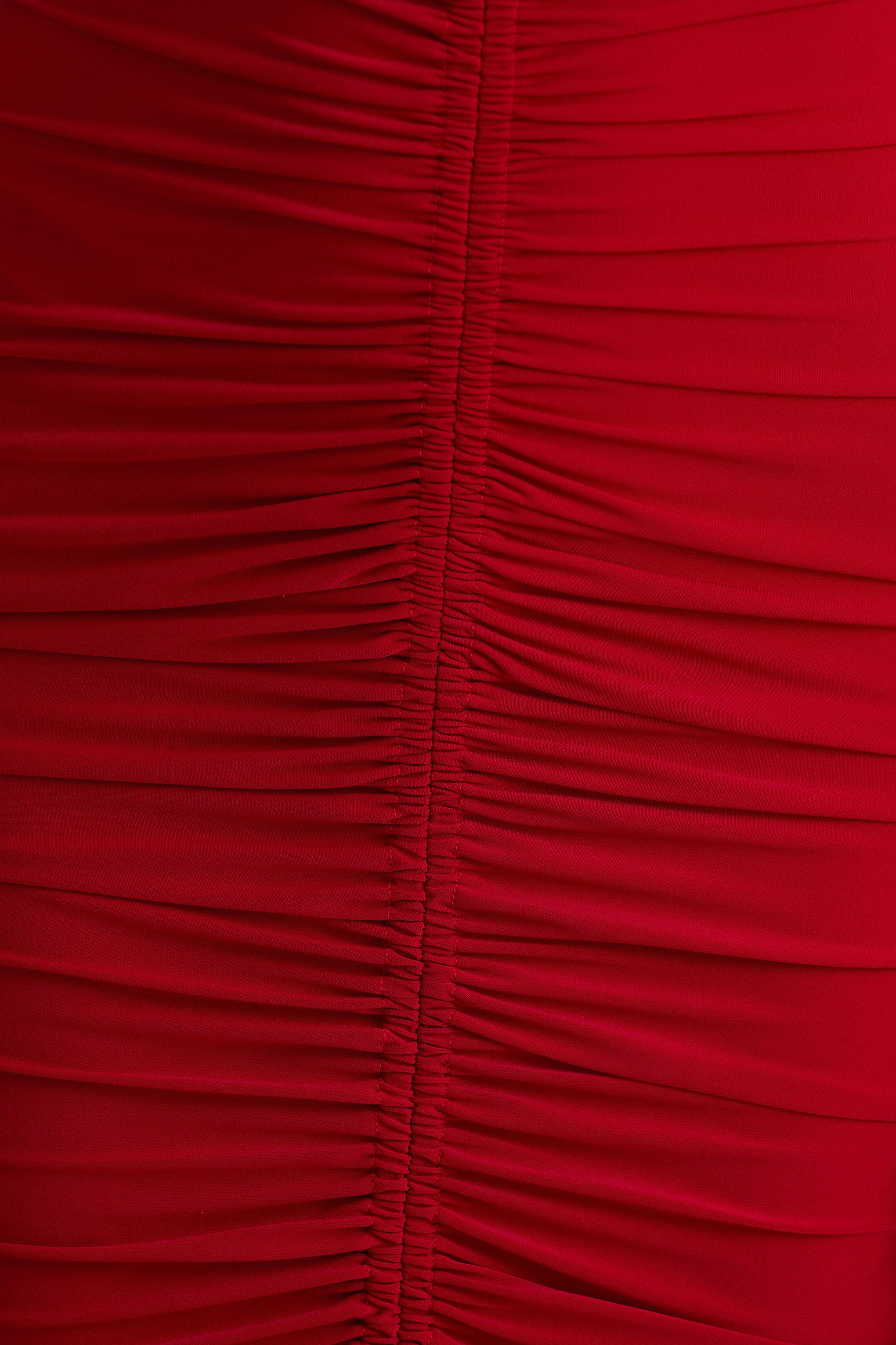 Jewel | Rode V-Hals Maxi Jurk Met Voorsplit En Gerimpeld Detail - Image 6