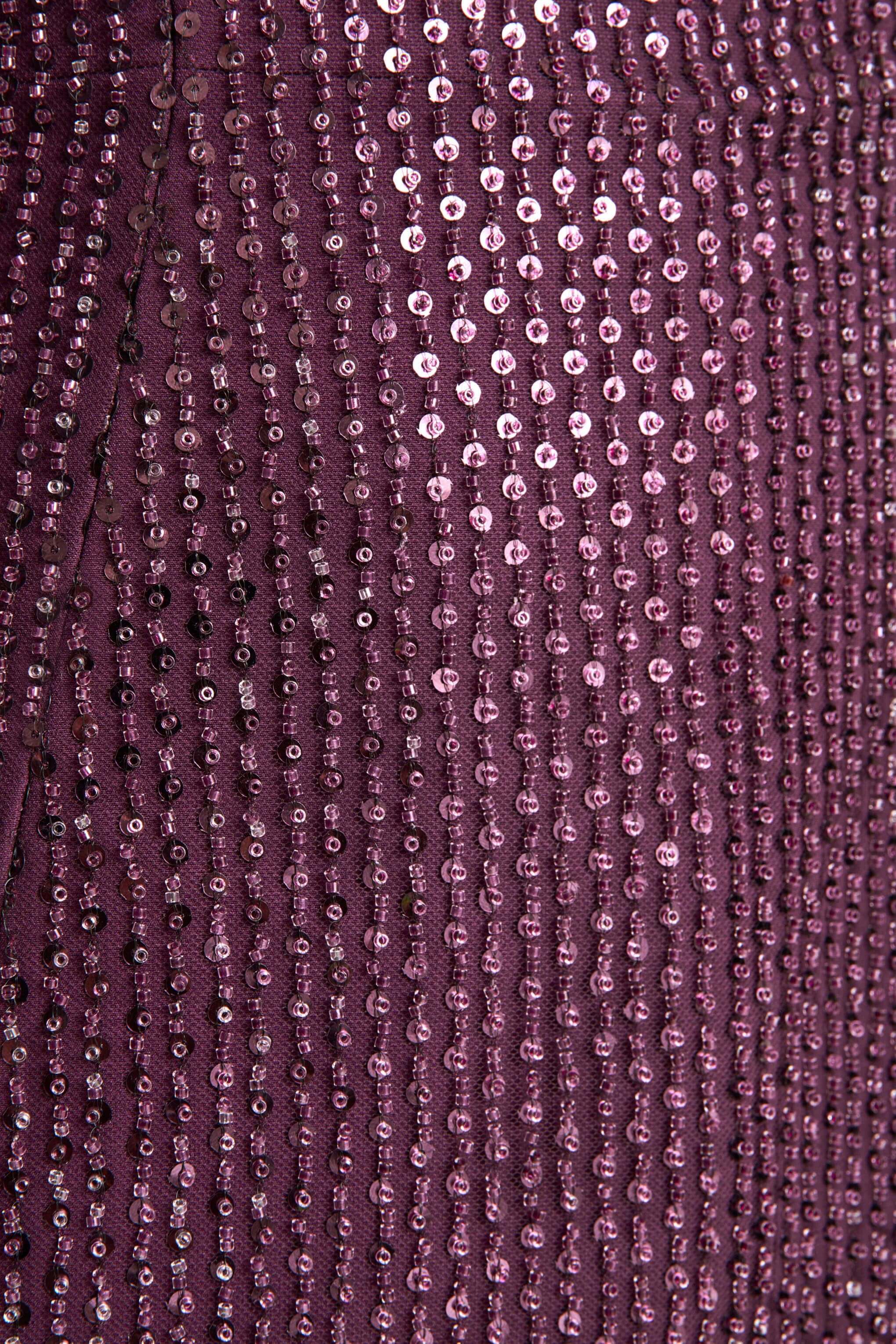 Luciana | Paarse Pailletten Versierde Bandeau Maxi Jurk - Image 6