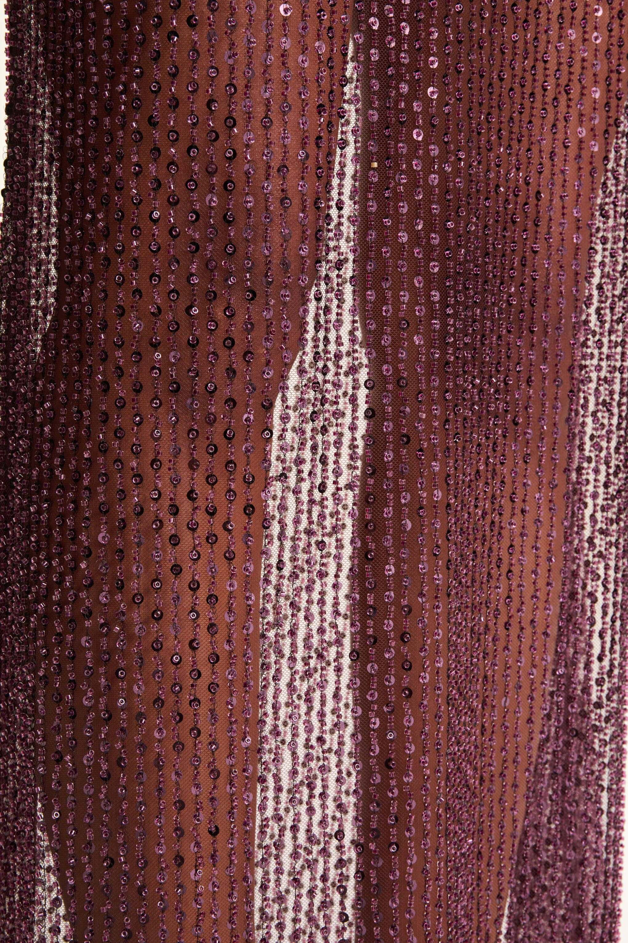 Luciana | Paarse Pailletten Versierde Bandeau Maxi Jurk - Image 8