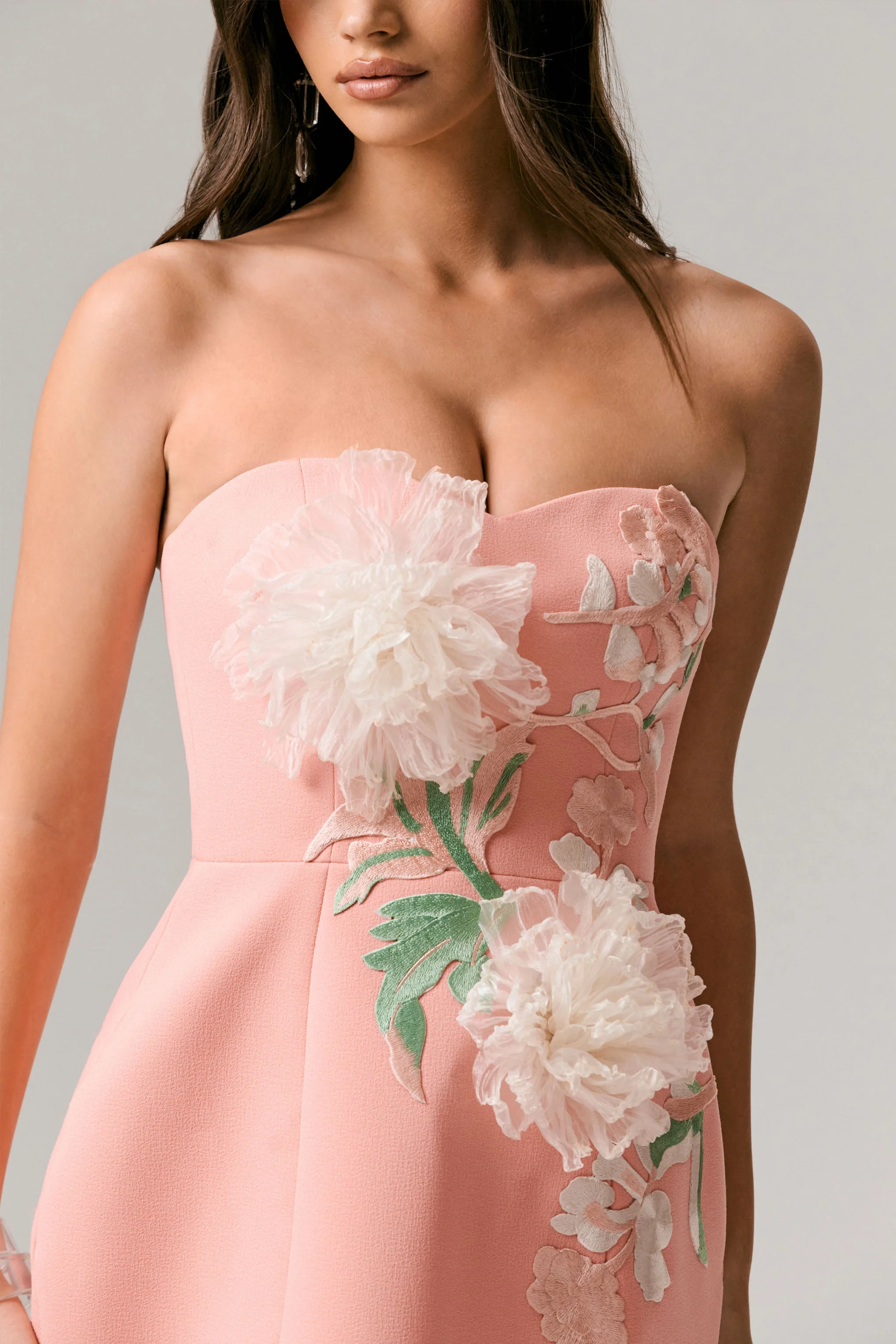 Lulu | Koraal Mini Jurk Met Borduursel En Sweetheart Halslijn - Image 7