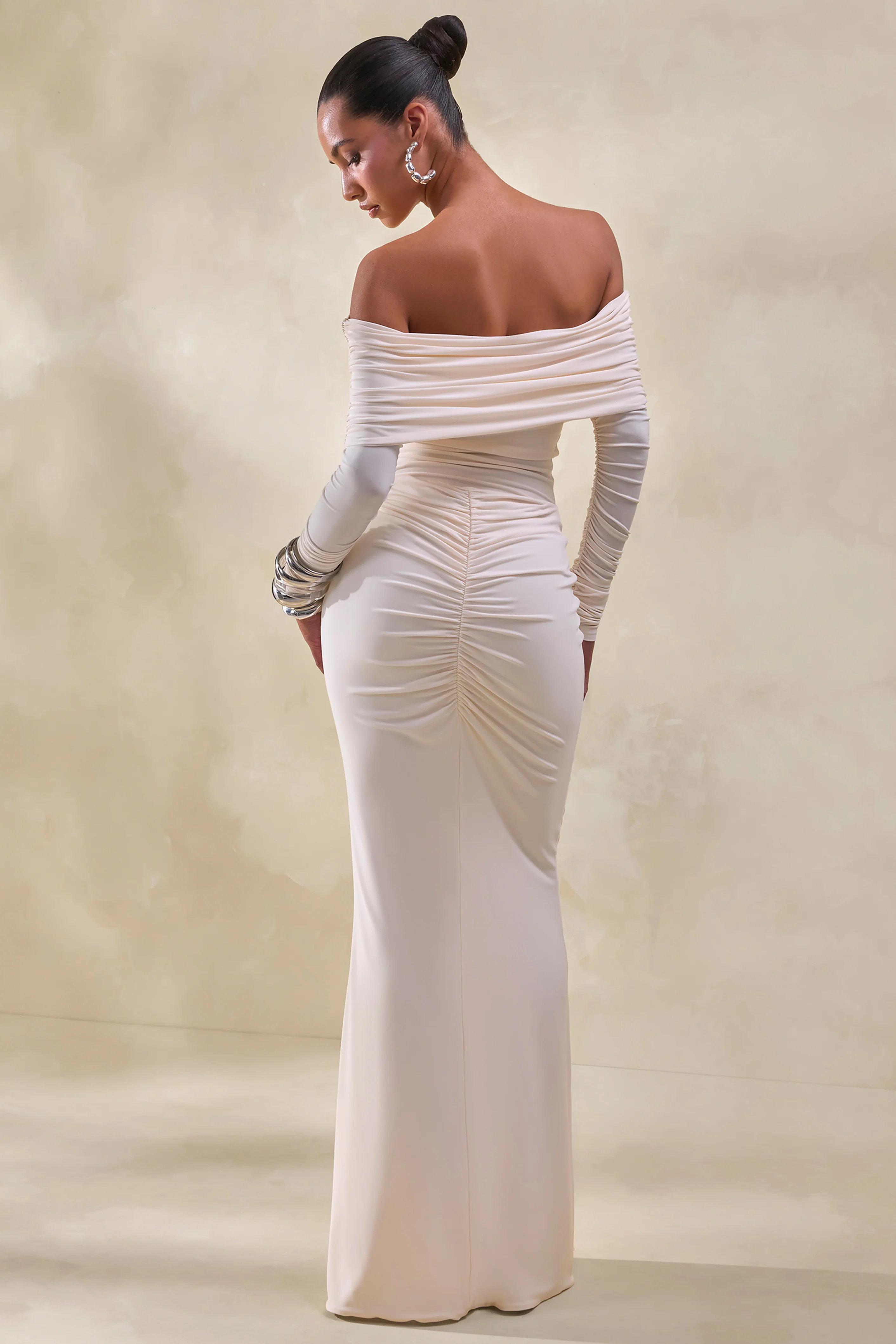 Micaela | Crème Geplooide Maxi Rok - Image 3