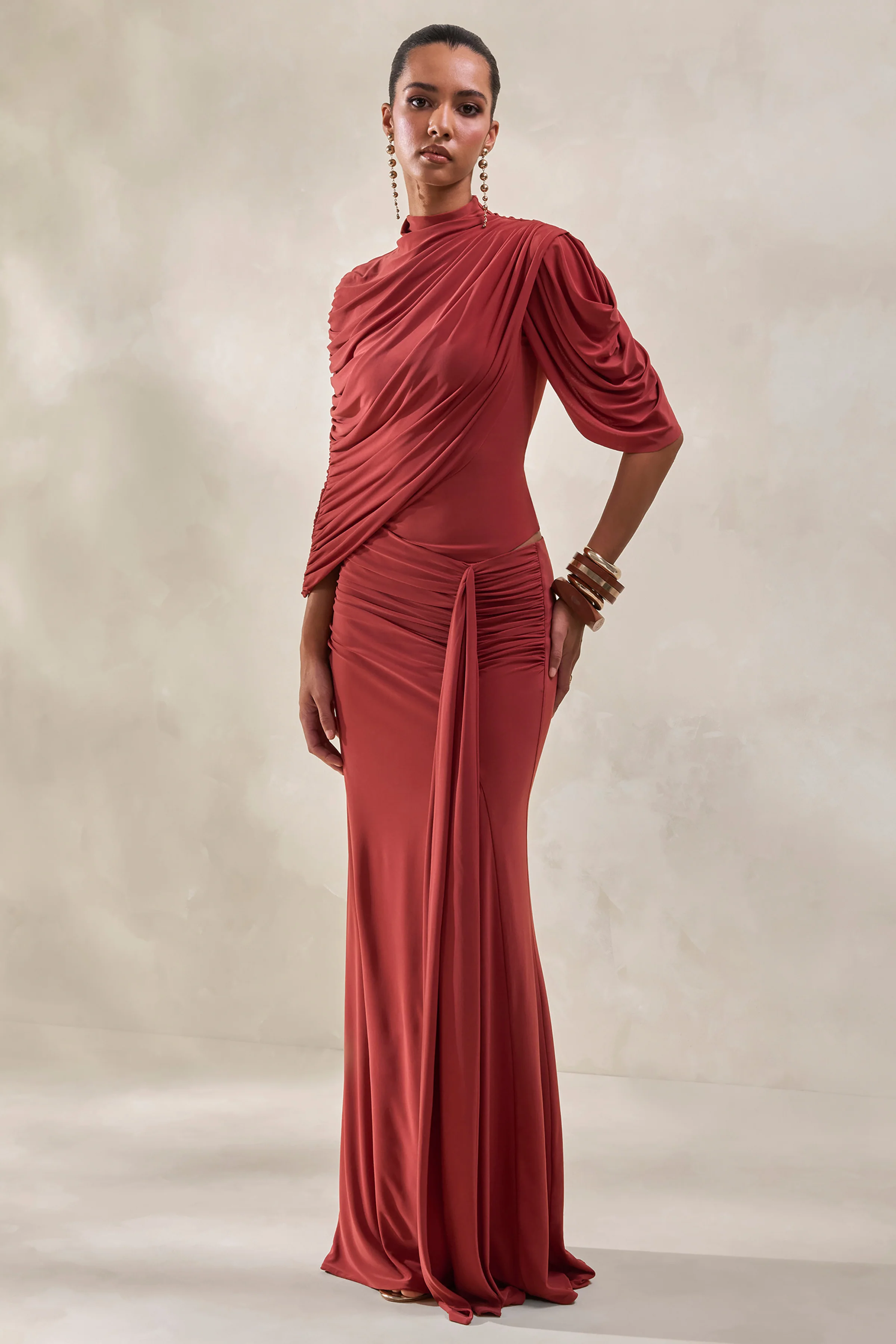 Mireya | Overslag Maxi Rok Met Split In Roest - Image 5