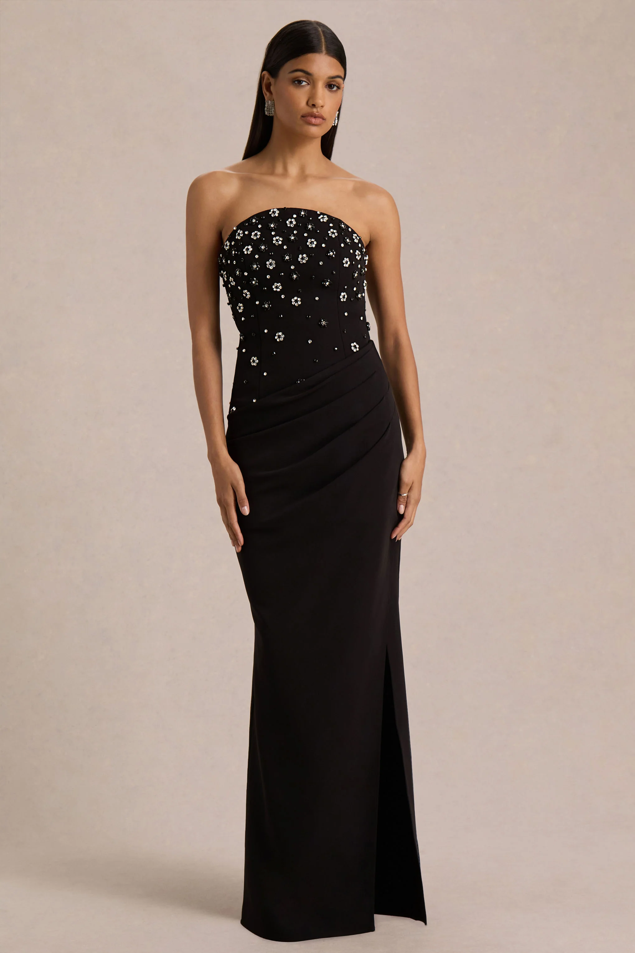 Saphira | Zwarte Vierserde Bandeau Hals Maxi Jurk - Image 4