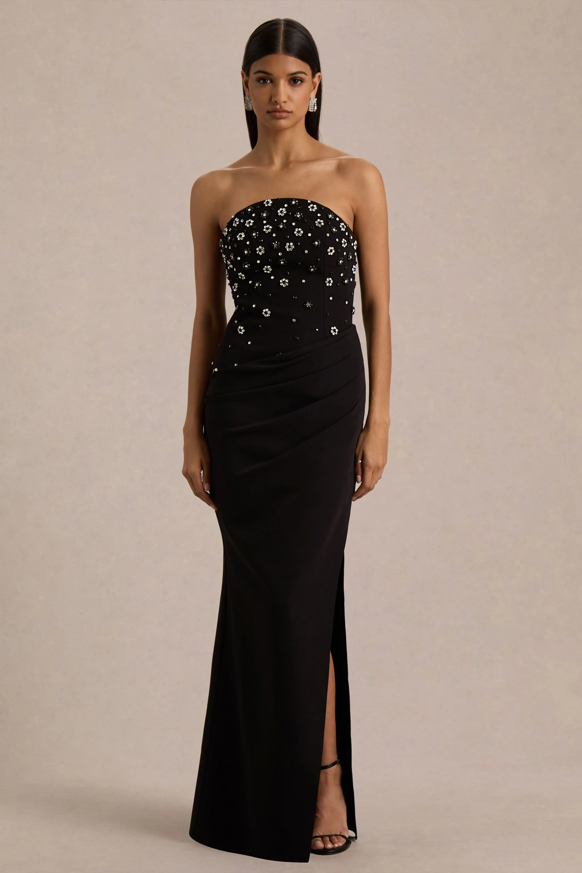 Saphira | Zwarte Vierserde Bandeau Hals Maxi Jurk - Image 5