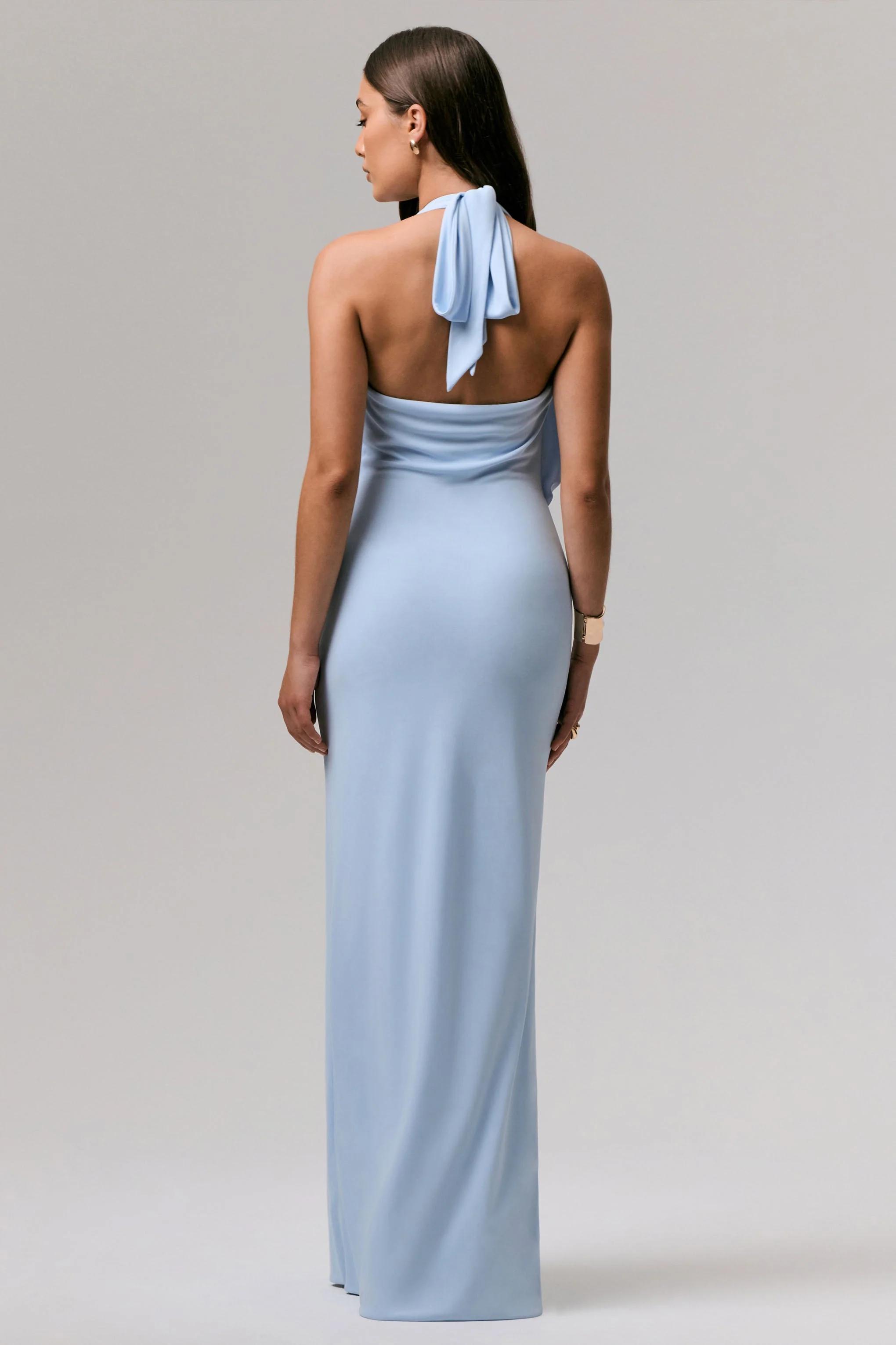 Shooting Star | Poederblauw diepe V-nek Overslag Maxi Jurk Met Taille Detail - Image 3